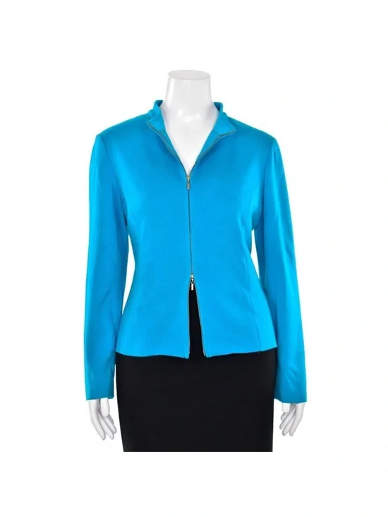 St. John Knits for Nordstrom's Milano Knit Zip-Up Jacket sz 10 - Picture 4 of 12